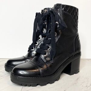 Marc Fisher Wyomi Lace Up Platform Leather Boot 6M